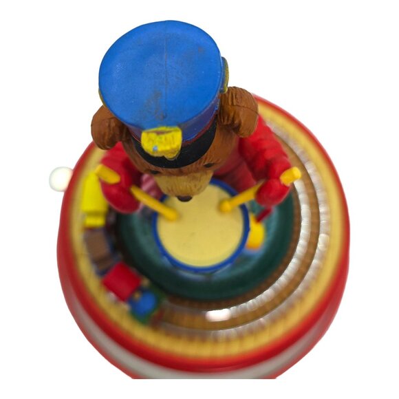 Vtg 1988 Enesco Little Drummer Bear 5.5" Small World of Music Motion Christmas - Picture 5 of 12